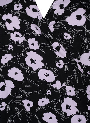 Robes enveloppées florales à manches courtes, Black Flower AOP, Packshot image number 2