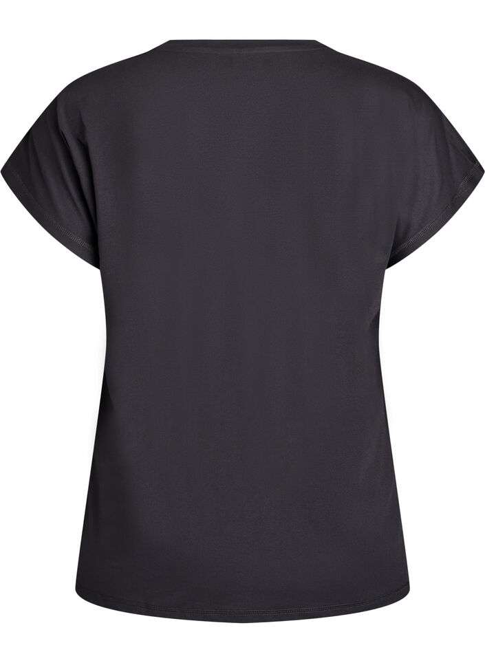 T-shirt de sport couleur unie, Noir, Packshot