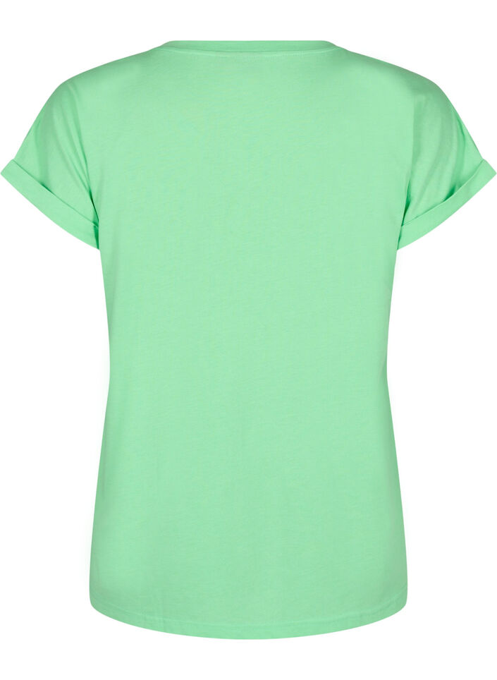 T-shirt &agrave; manches courtes en m&eacute;lange de coton, Vert, Packshot image number 1