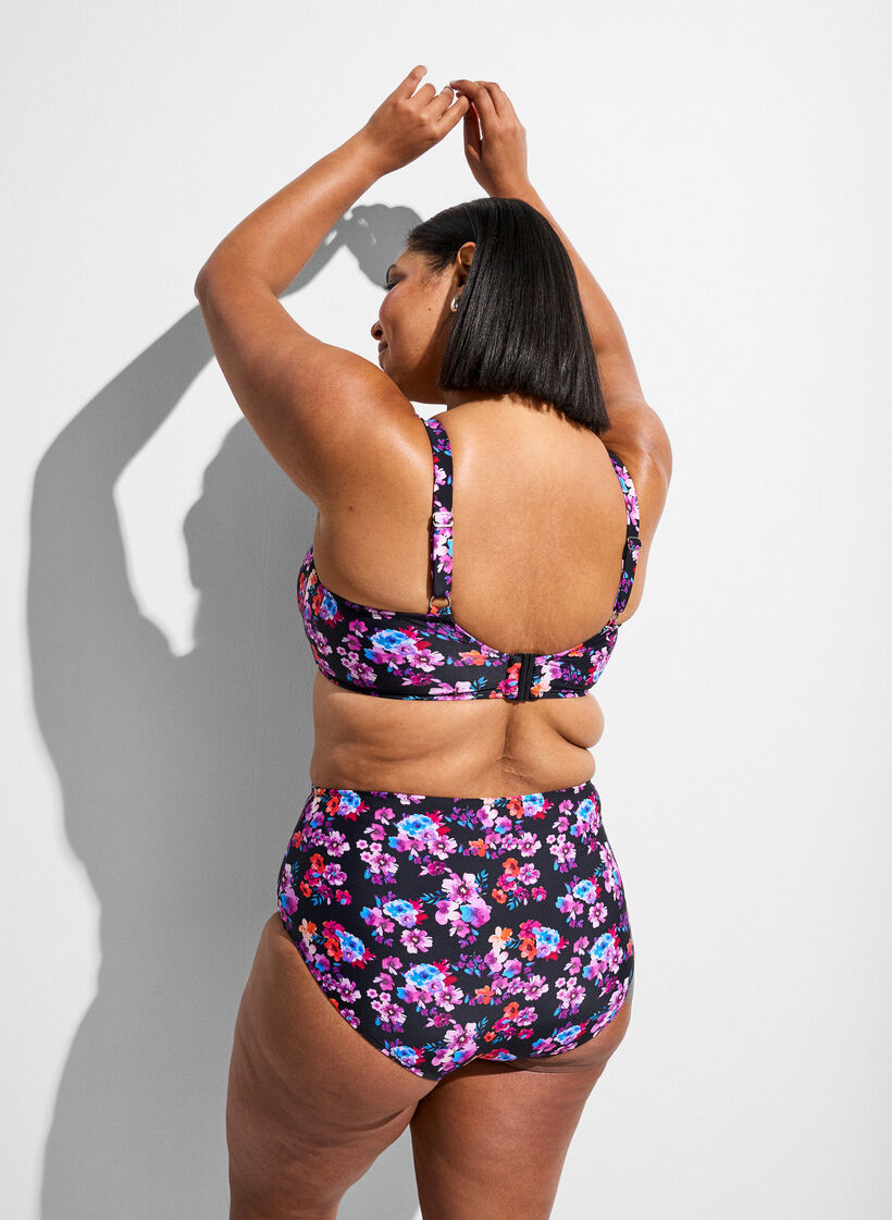 Culotte de bikini taille haute &agrave; motif, Violet, Model image number 1