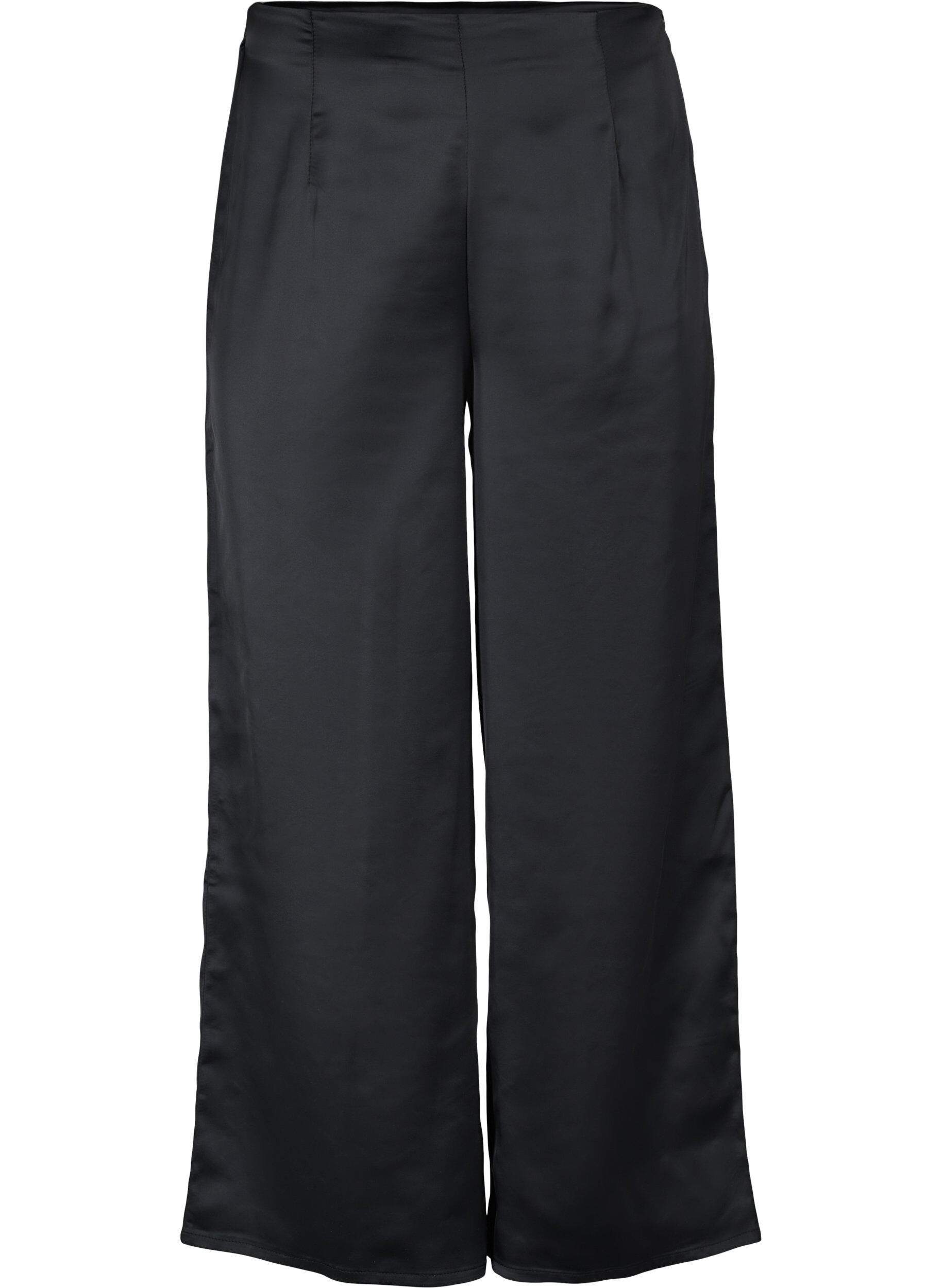 Zizzi Pantalon en satin avec largeur, Black, Packshot image number 0