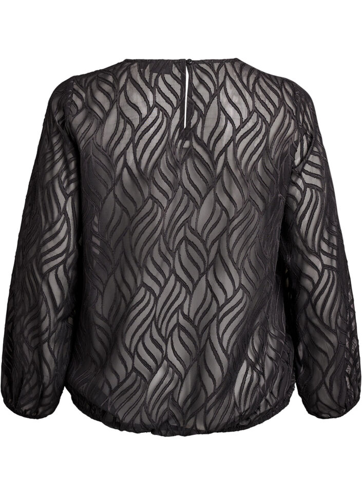 Blouse en mousseline avec un motif textur&eacute;, Noir, Packshot image number 1