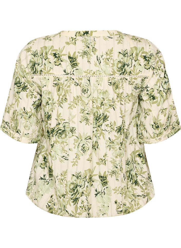 Blouse imprim&eacute;e &agrave; manches 1/2, Vert clair, Packshot image number 1
