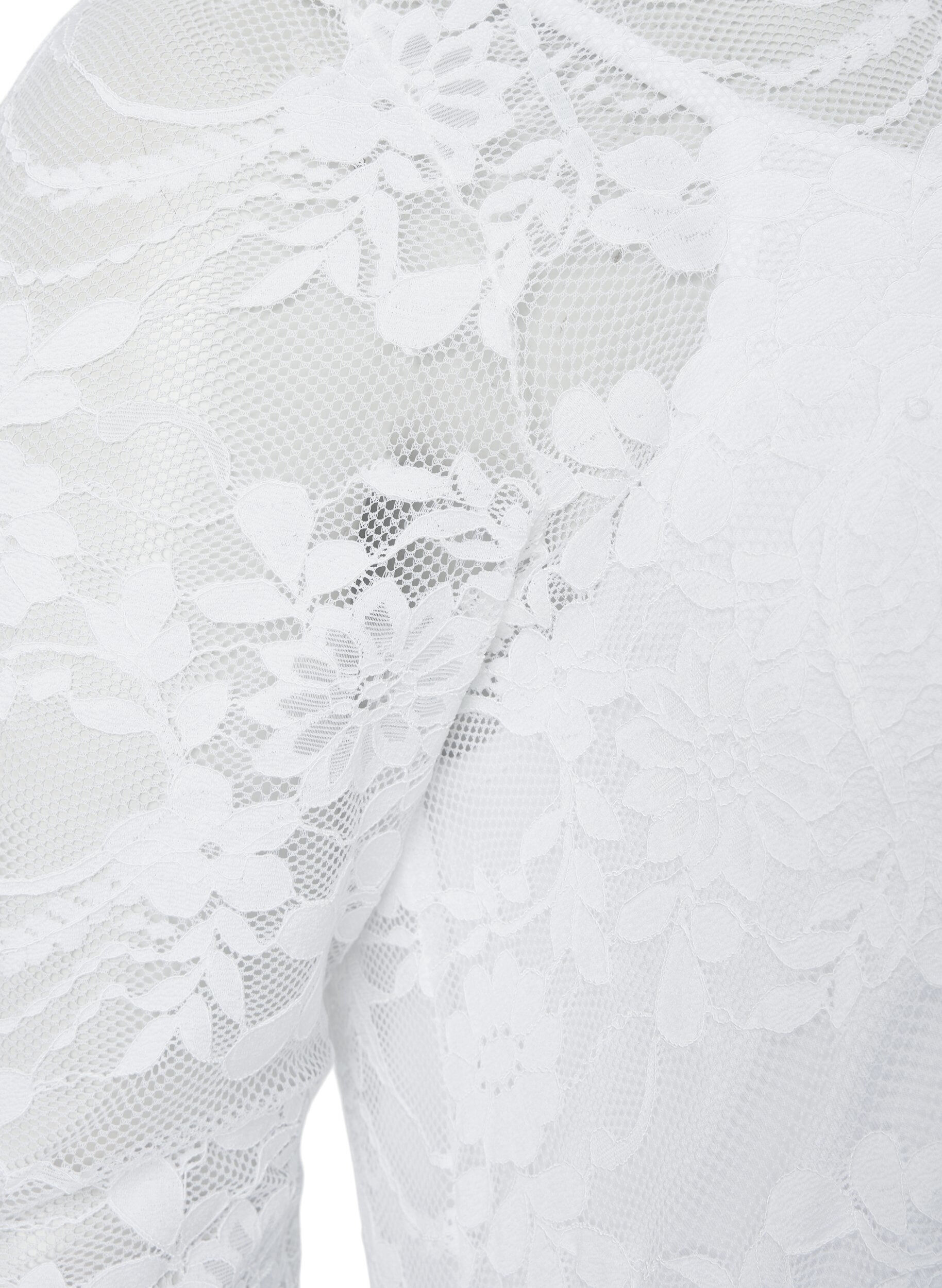 Zizzi Robe pliss&eacute;e avec dentelle et manches 3/4, Bright White, Packshot image number 3