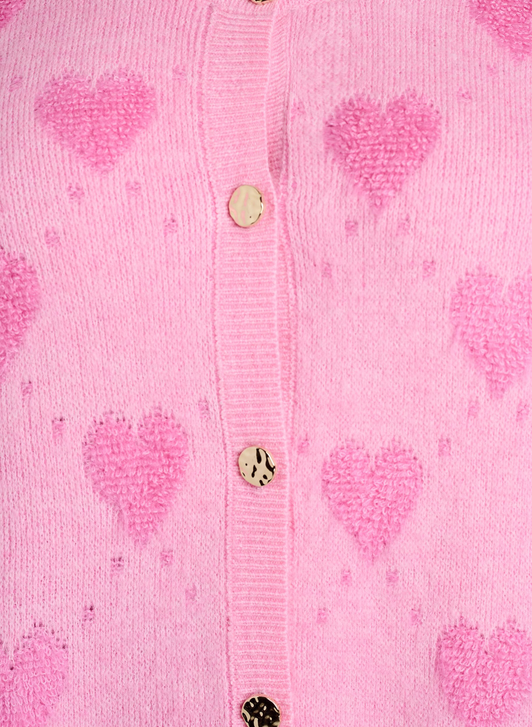 Zizzi Cardigan &agrave; c&oelig;urs et boutons dor&eacute;s, Rose, Packshot image number 2