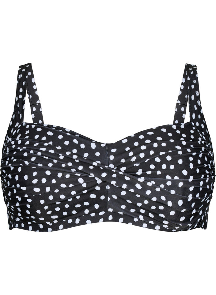 Haut de bikini imprimé, Black White Dot, Packshot image number 0
