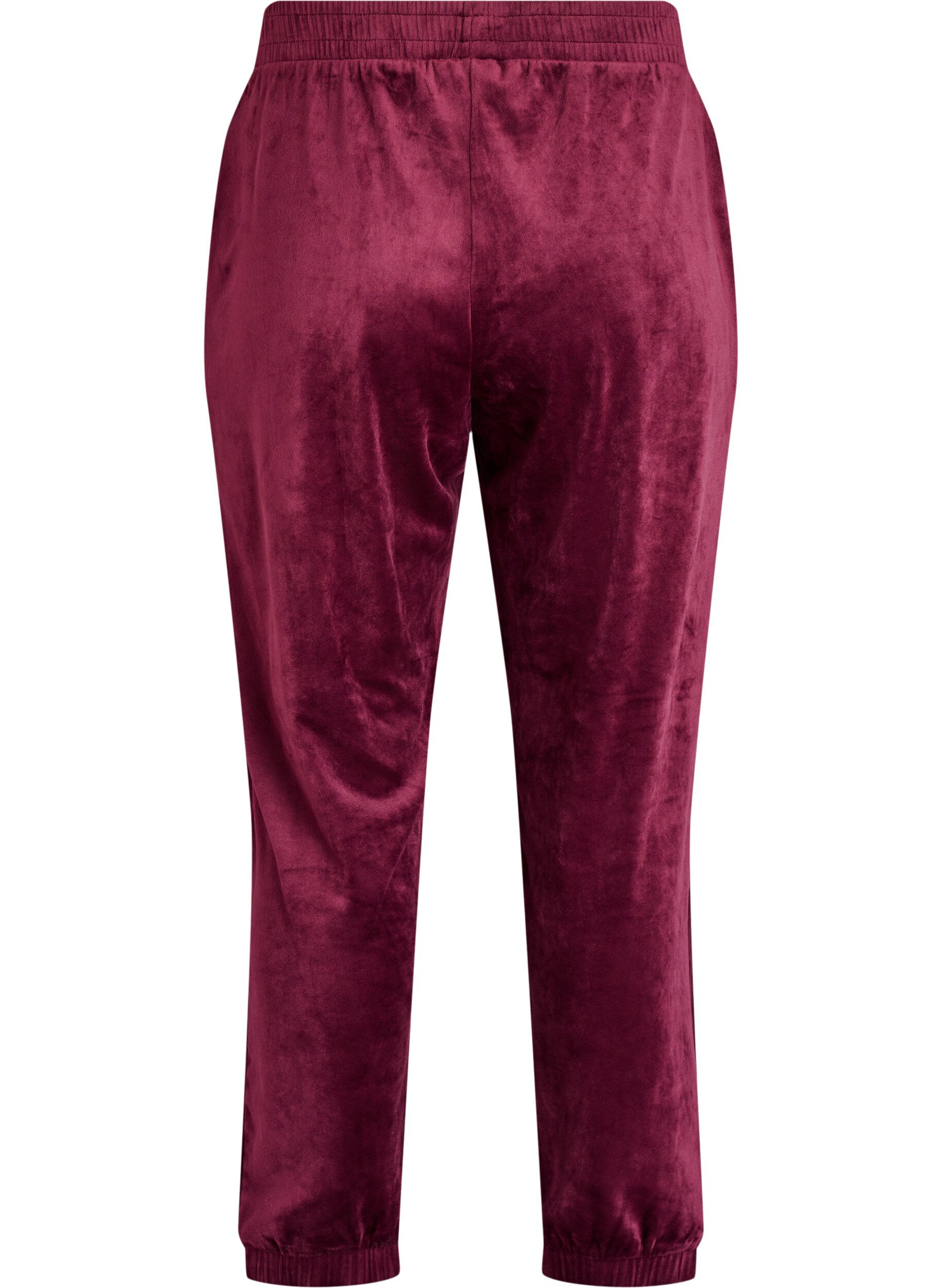 Zizzi Pantalon ample en velours, Bordeaux fonc&eacute;, Packshot image number 1