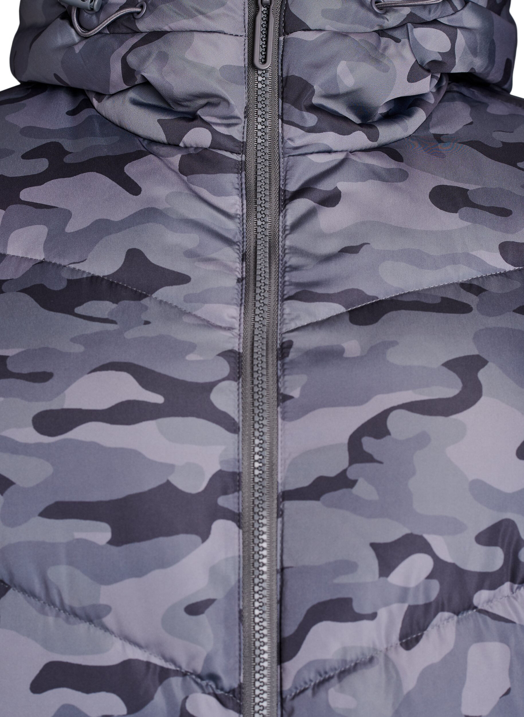 Zizzi Doudoune longue camouflage, Gris anthracite, Packshot image number 2