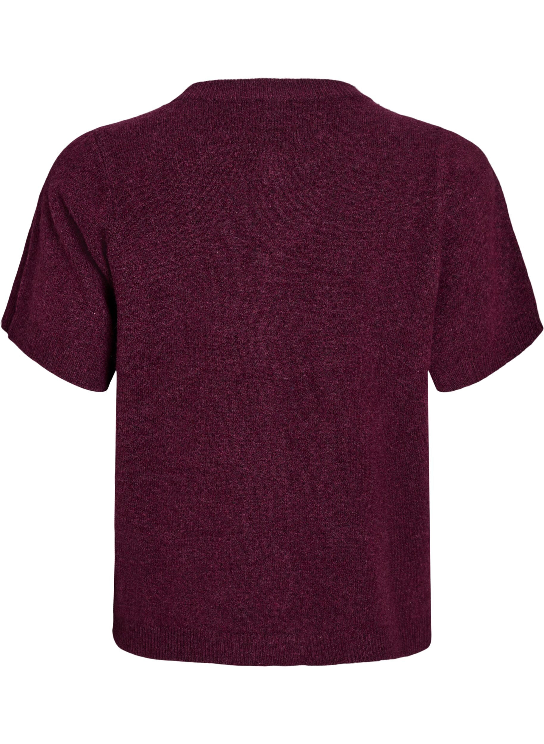 Zizzi  Cardigan en tricots &agrave; manches courtes, Bordeaux fonc&eacute;, Packshot image number 1