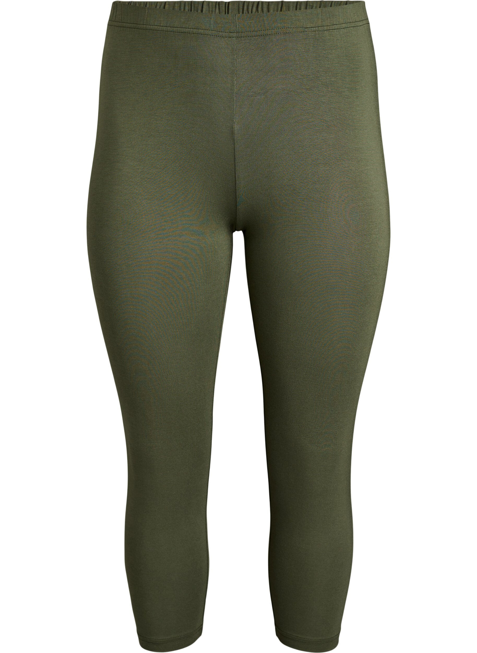 ZizziLeggings basiques longueur 3/4 en viscose, Vert, Packshot image number 0