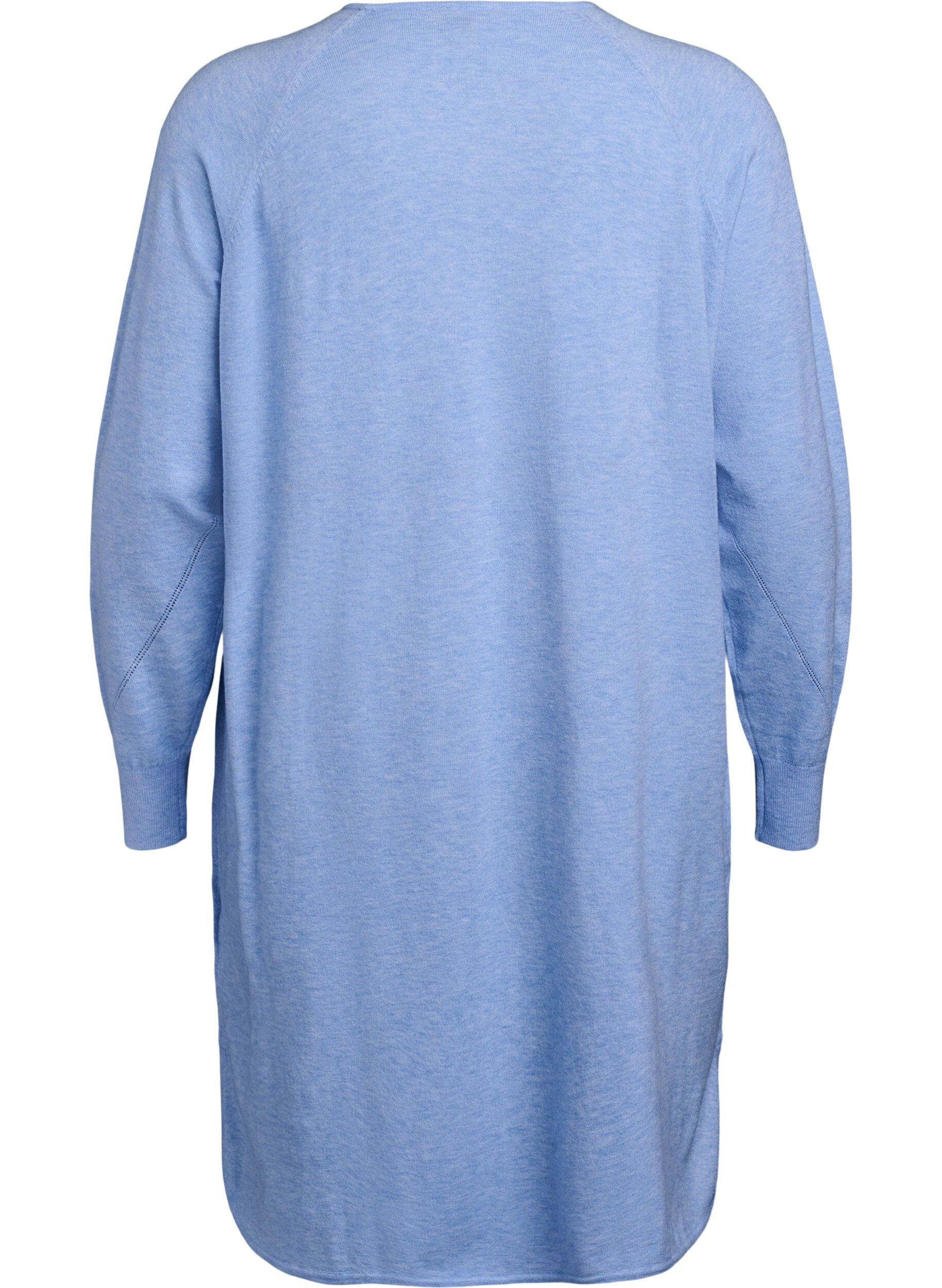 Zizzi Robe en maille avec un col rond et un motif tricot&eacute;, Della R. Blue Mel., Packshot image number 1