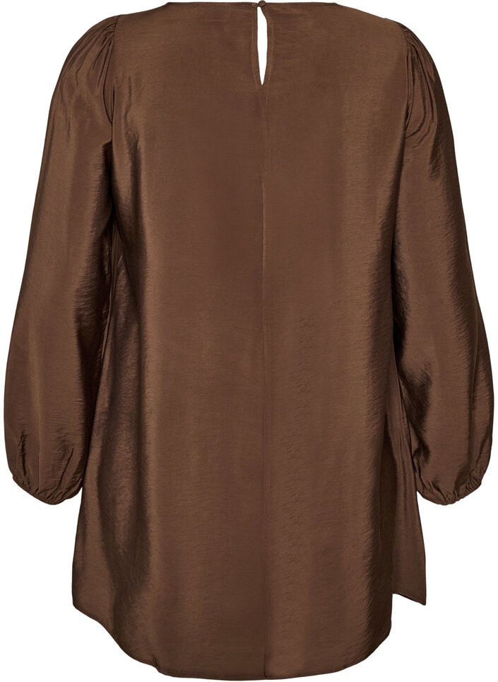 Tunique en viscose avec dentelle, Marron, Packshot image number 1