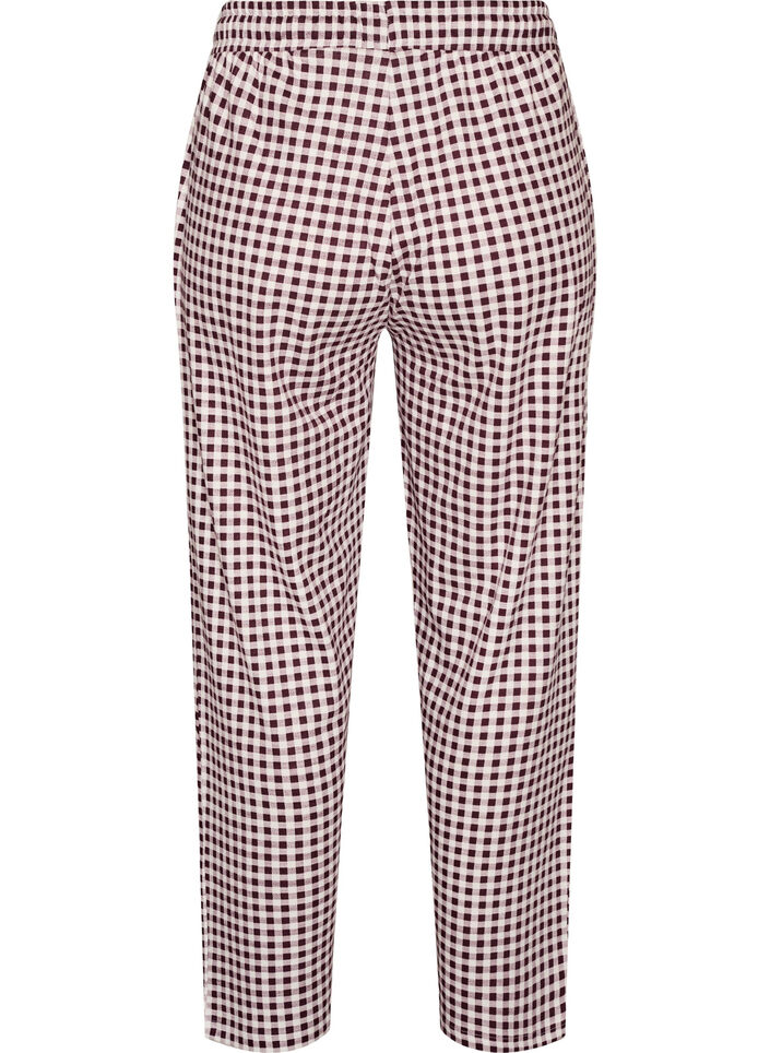 Pantalon de pyjama taille haute en coton, Bordeaux, Packshot image number 1