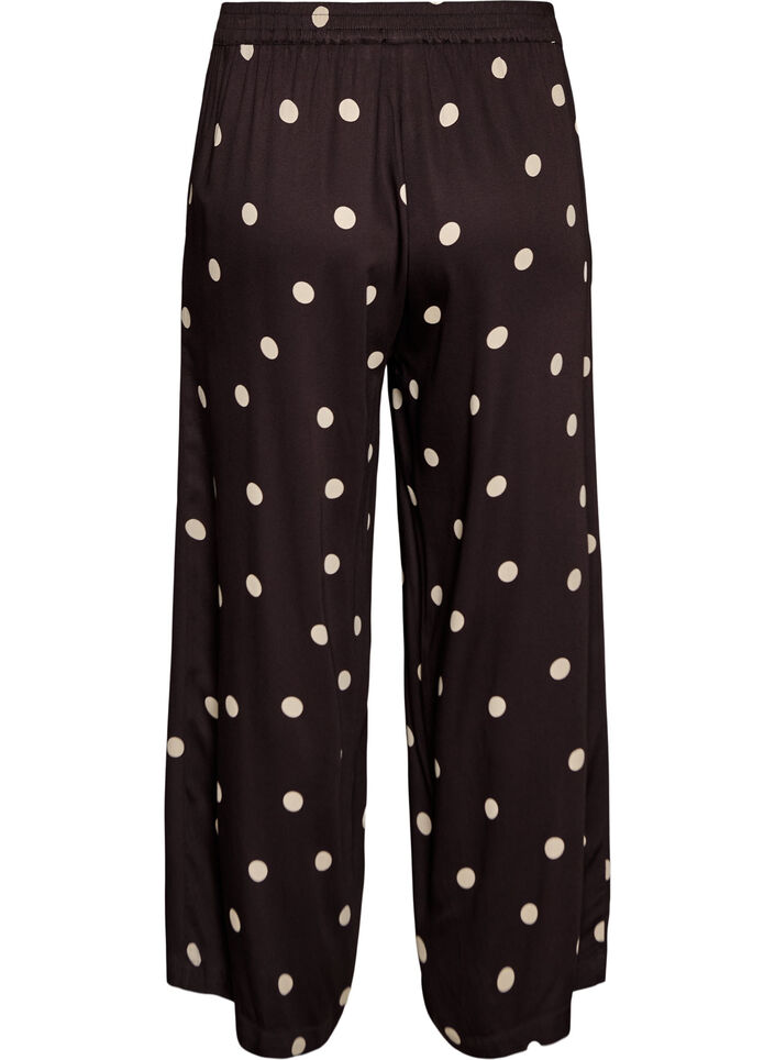 Pantalon en viscose &agrave; pois et &agrave; coupe ample, Marron, Packshot image number 1