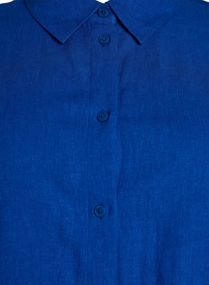 Chemise &agrave; manches courtes en lin et viscose, Bleu, Packshot image number 2