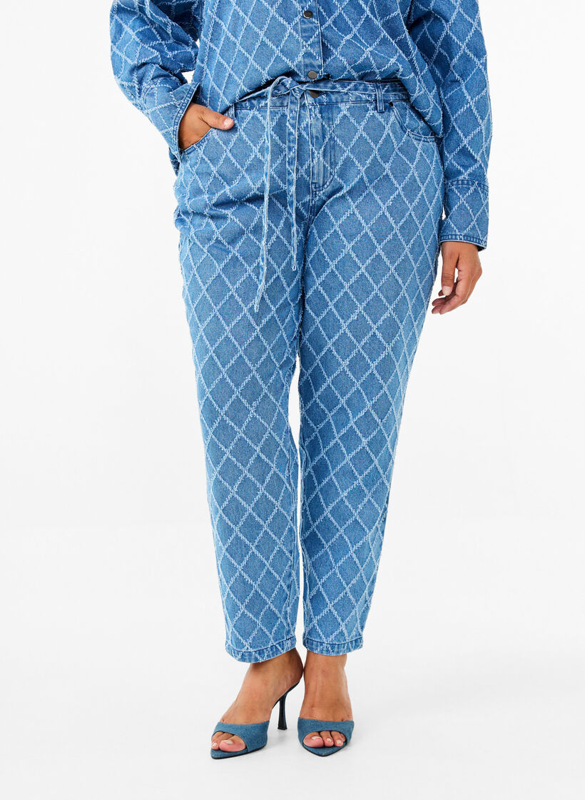  jeans Mille 3/4 à motif destroy, Blue Denim, Model image number 2