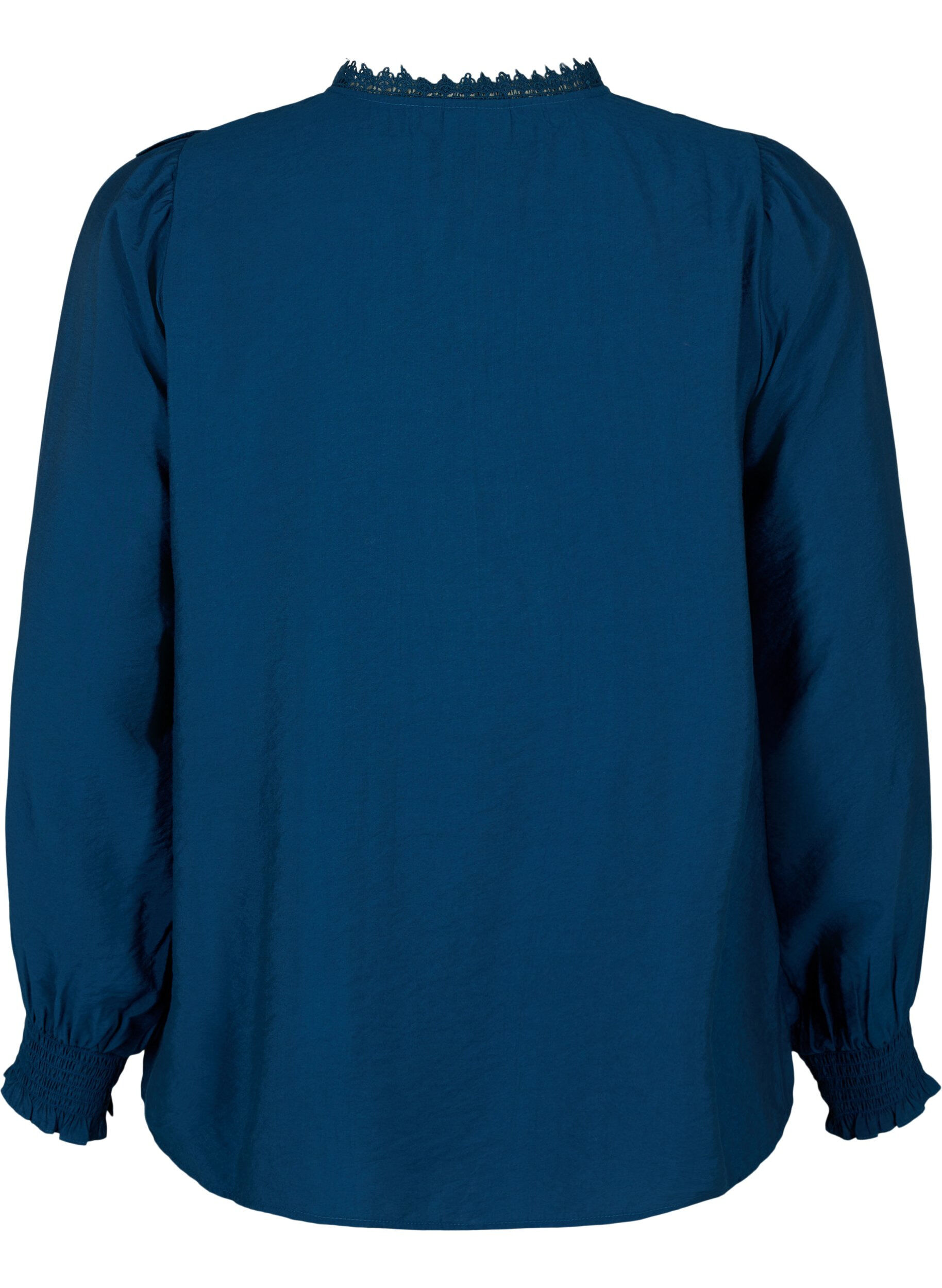 Zizzi Blouse en viscose avec volants et d&eacute;tails brod&eacute;s, Titan, Packshot image number 1