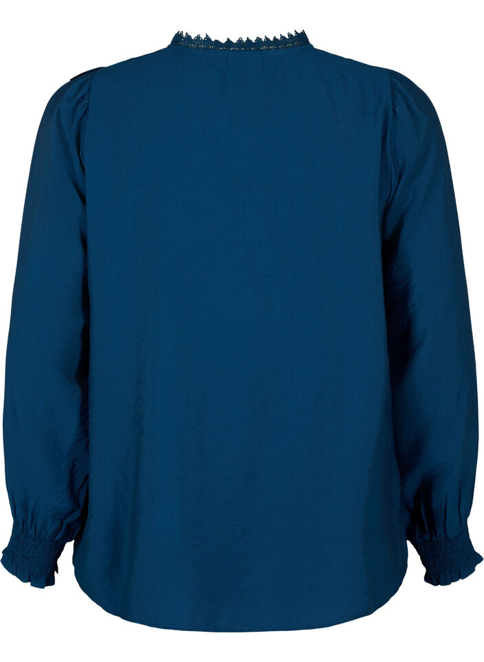 Blouse en viscose avec volants et détails brodés, Titan, Packshot image number 1