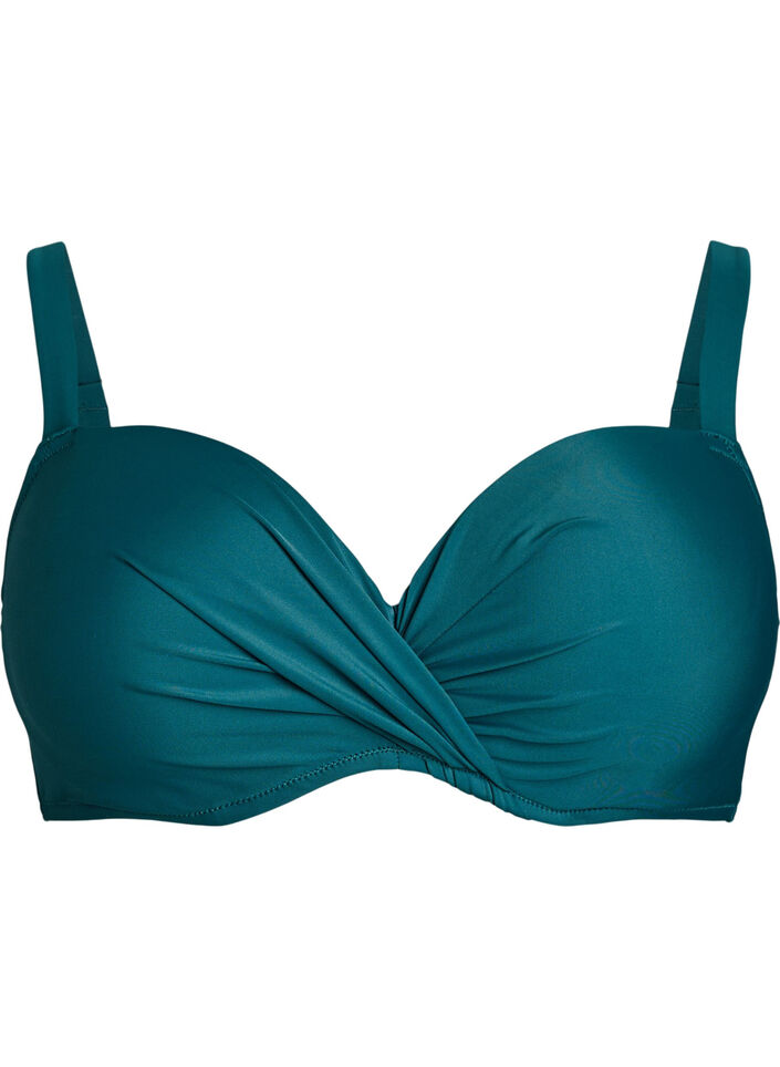 Haut de bikini avec armatures et drap&eacute;, Vert, Packshot image number 0