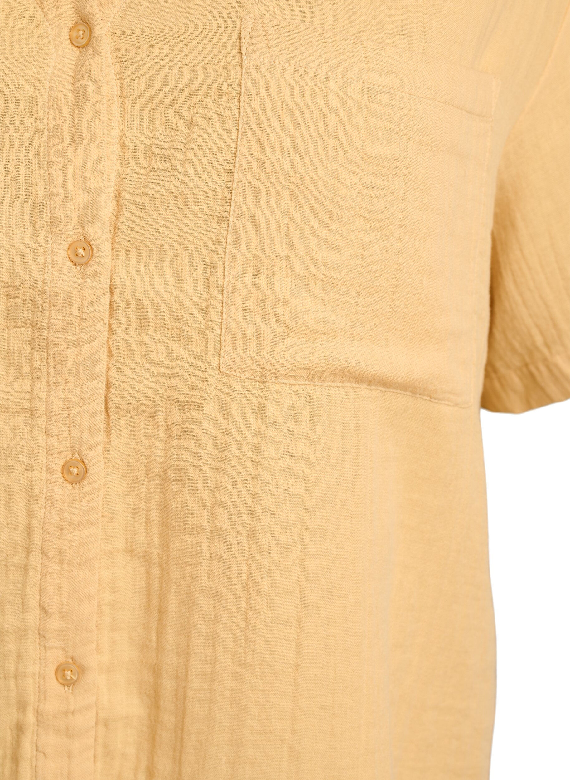Zizzi Blouse en mousseline de coton &agrave; manches courtes, Jaune clair, Packshot image number 2