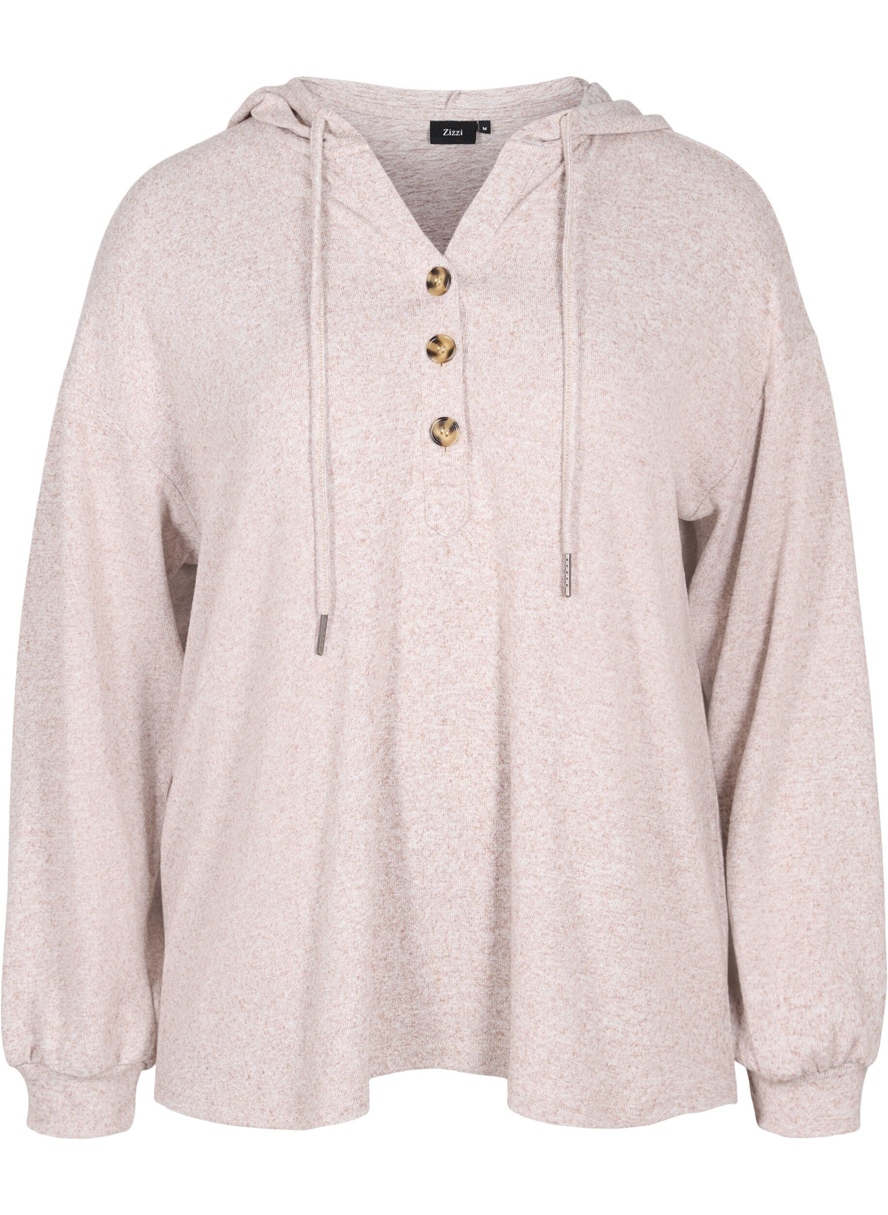 Zizzi Blouse m&eacute;lang&eacute;e avec capuche, Natural Mel., Packshot image number 0