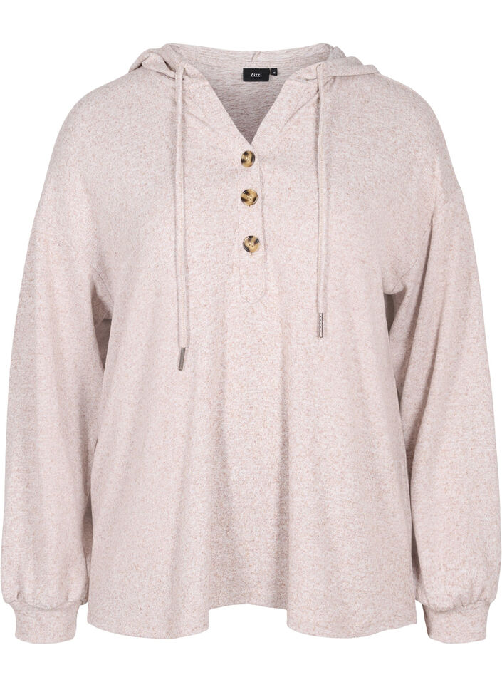 Blouse mélangée avec capuche, Natural Mel., Packshot image number 0