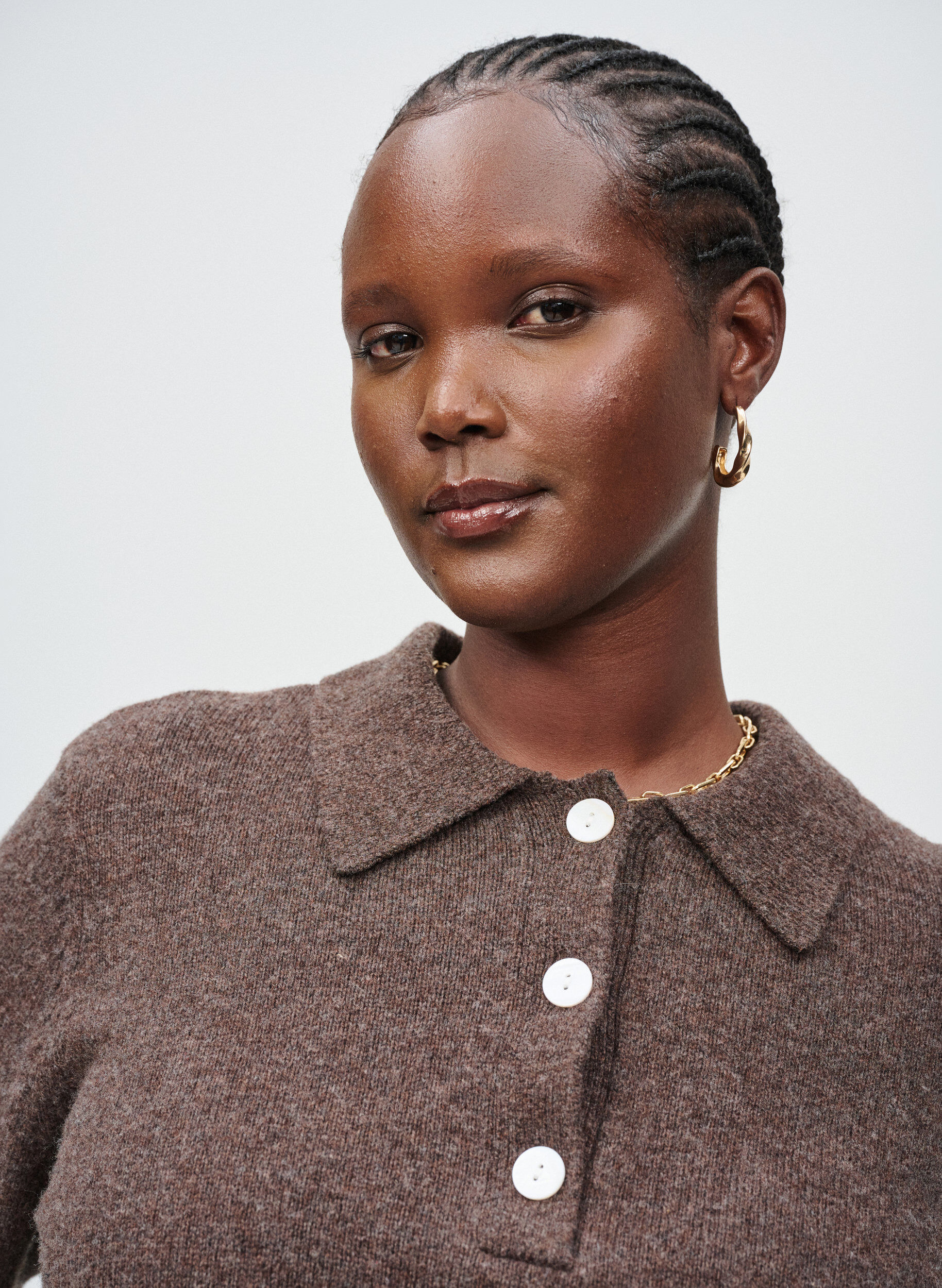 Zizzi Pull en doux m&eacute;lange de laine m&eacute;rinos avec col polo., Marron, Image image number 0