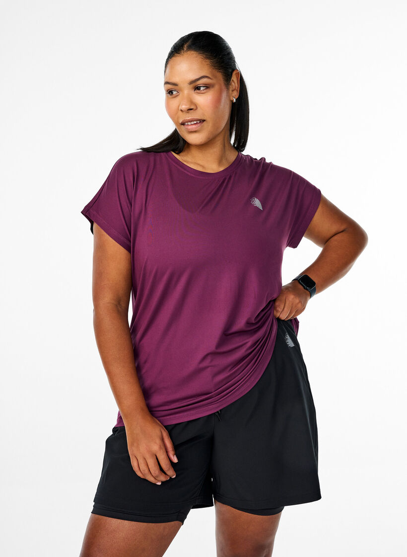 T-shirt de sport uni, Violet, Model image number 0