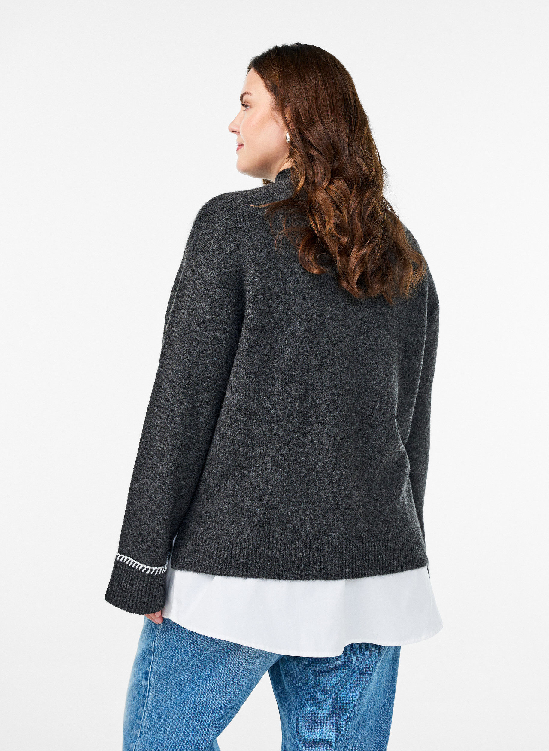 Zizzi Extension de chemise en 100% coton, Blanc, Model image number 2