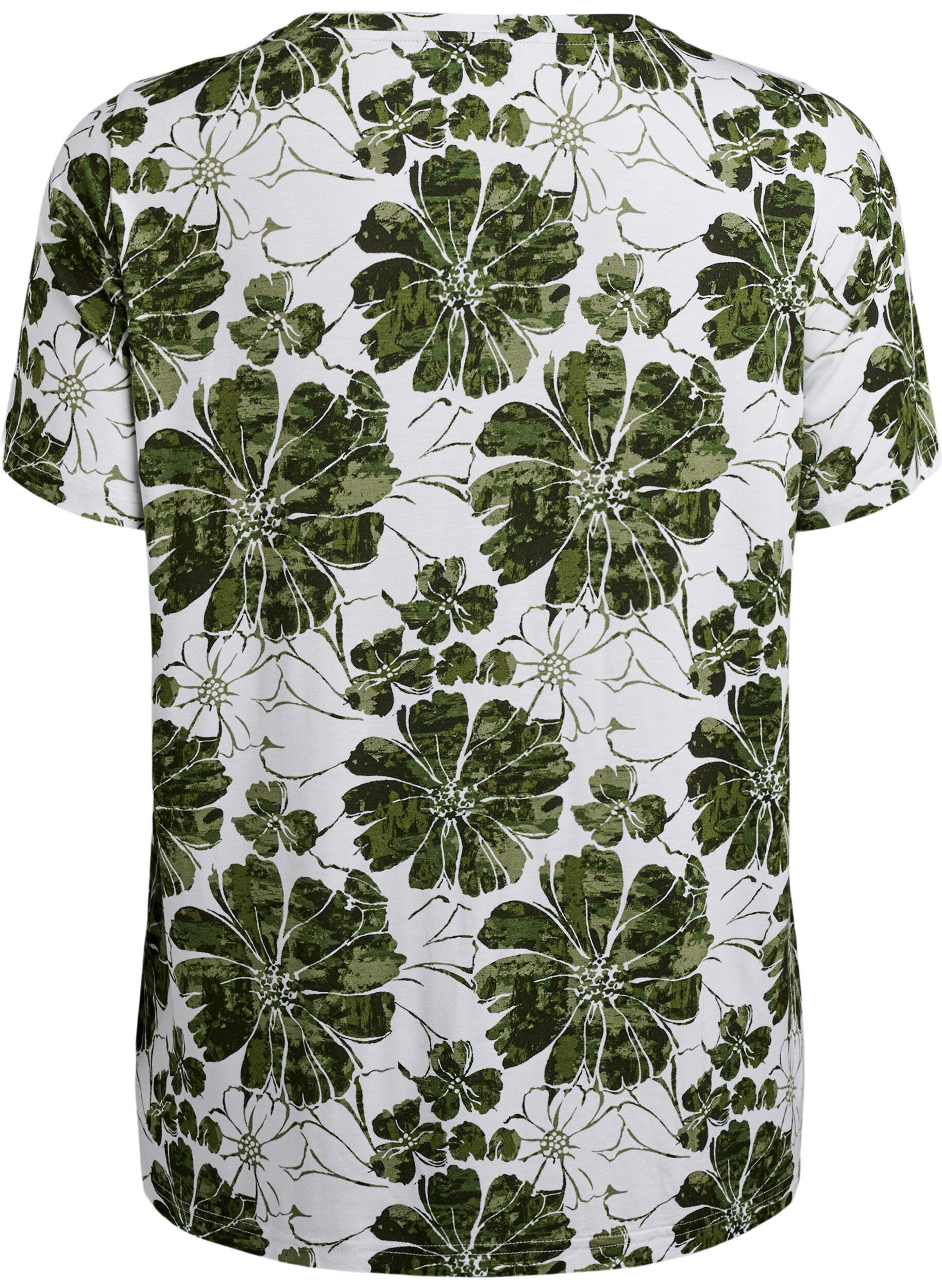 Zizzi T-shirt avec imprim&eacute; floral, Vert, Packshot image number 1