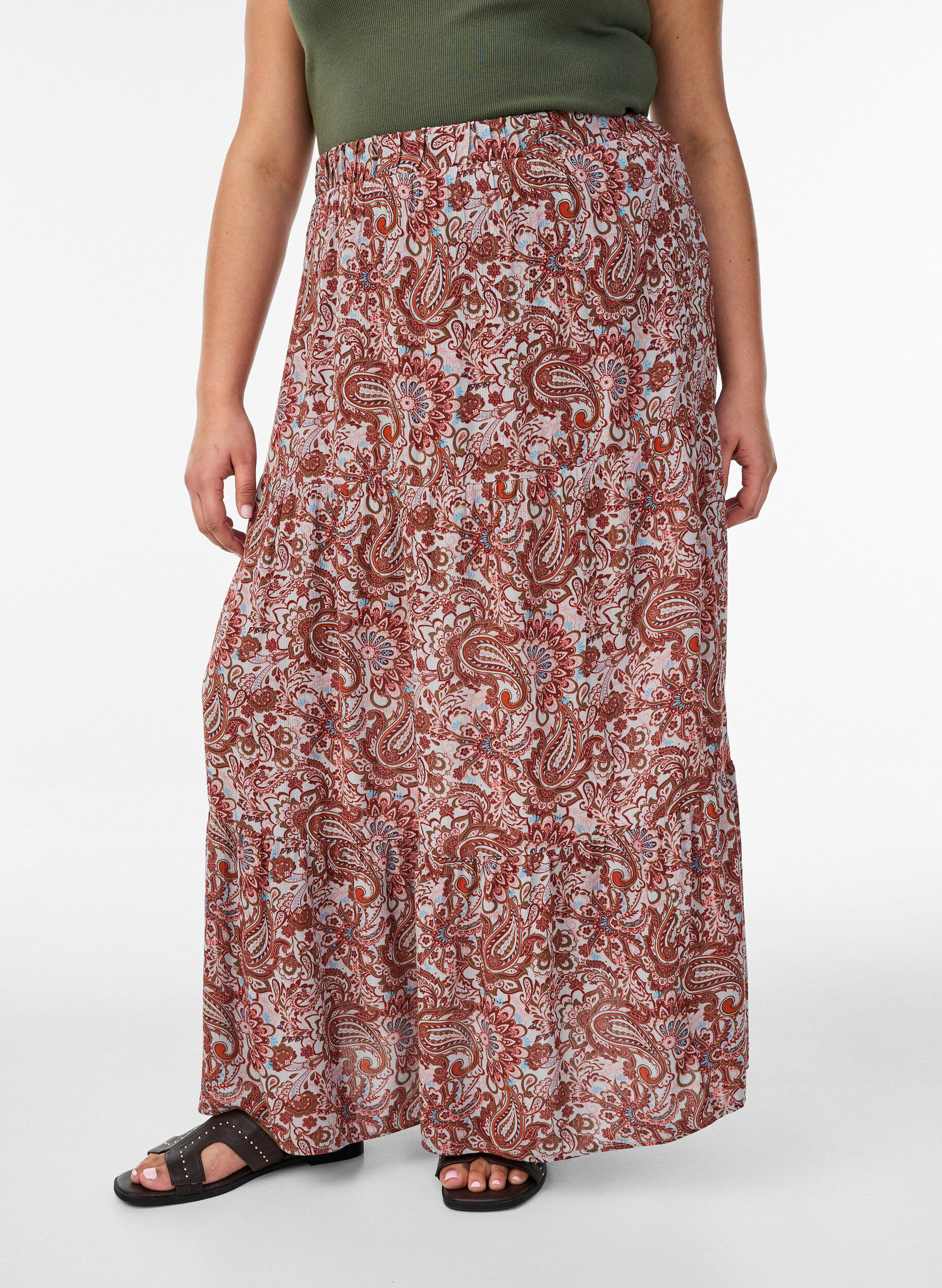 ZizziJupe longue &agrave; taille &eacute;lastiqu&eacute;e, Bordeaux, Model image number 2