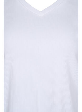 T-shirt en coton avec structure côtelée, Bright White, Packshot image number 2