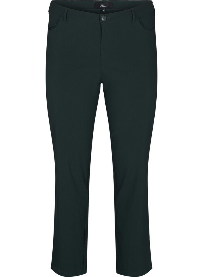 Pantalon classique en viscose m&eacute;lang&eacute;e, Vert fonc&eacute;, Packshot image number 0