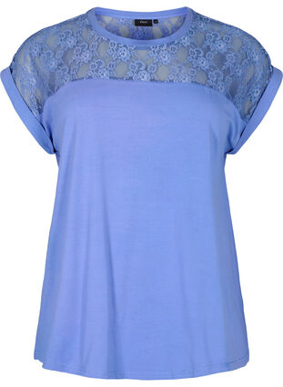 T-shirt en coton à manches courtes avec dentelle, Persian Jewel, Packshot image number 0