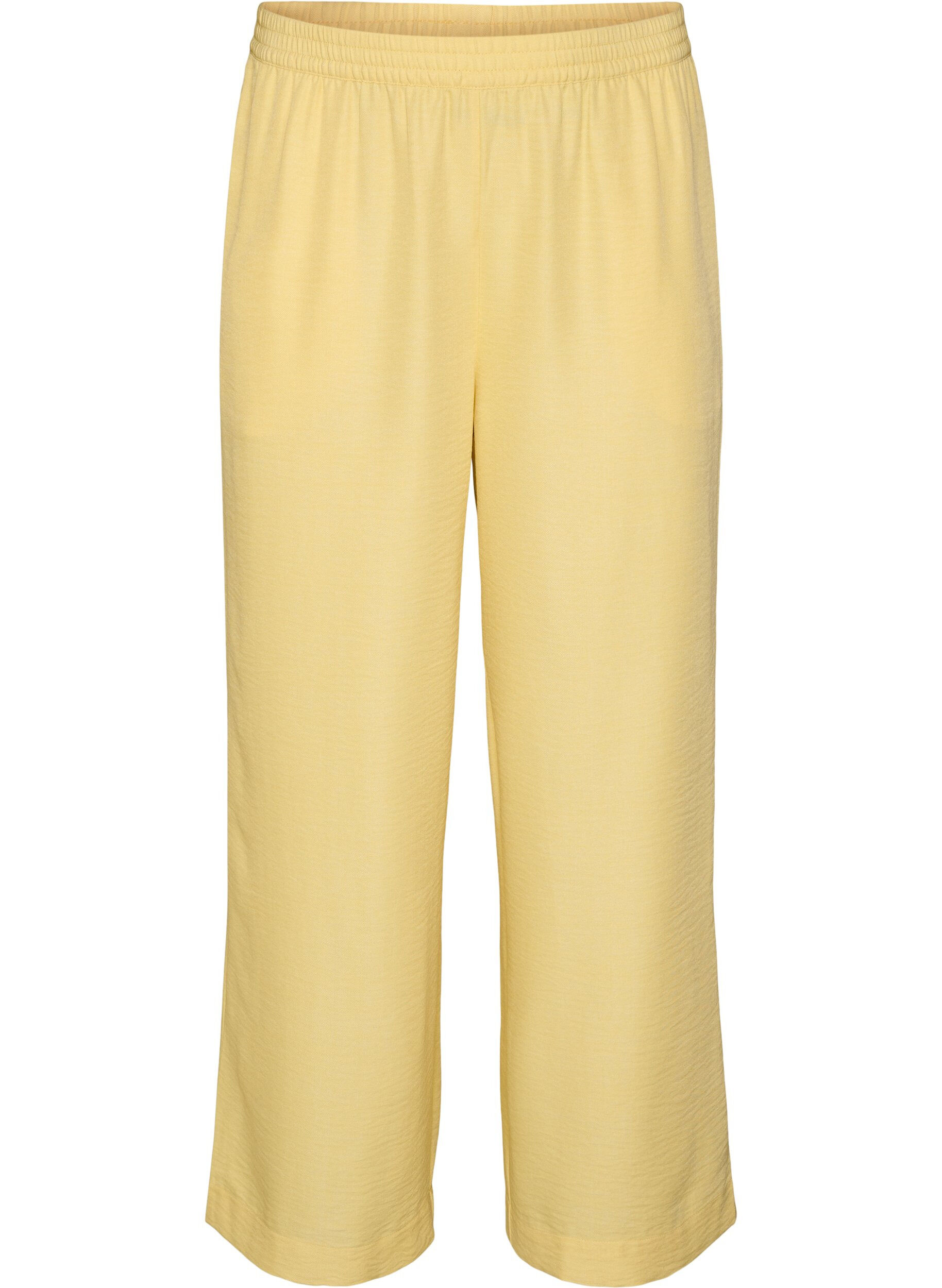 ZizziPantalon ample avec ceinture &eacute;lastique et poches, Jaune clair, Packshot image number 0