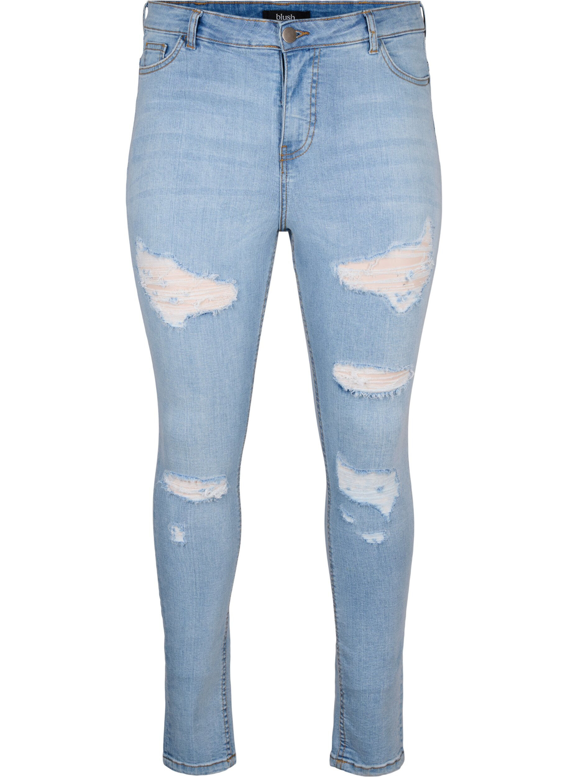 Zizzi Jean slim avec traces d'abrasion, Light Blue, Packshot image number 0