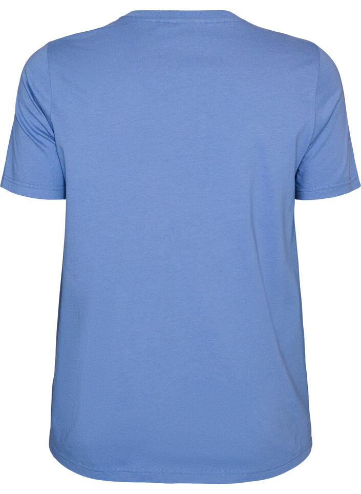 T-shirt en coton bio avec imprim&eacute; sur le devant, Bleu, Packshot image number 1