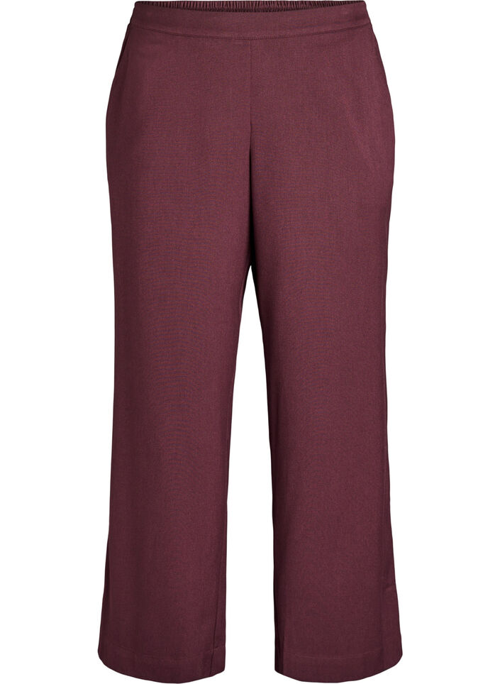 Pantalon coupe ample taille haute, Bordeaux foncé, Packshot image number 0