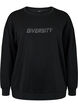 Sweat-shirt avec impression de texte, Black, Packshot image number 0