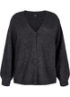 Cardigan court en tricot avec boutons en forme de fleurs, Dark Grey Melange, Packshot image number 0