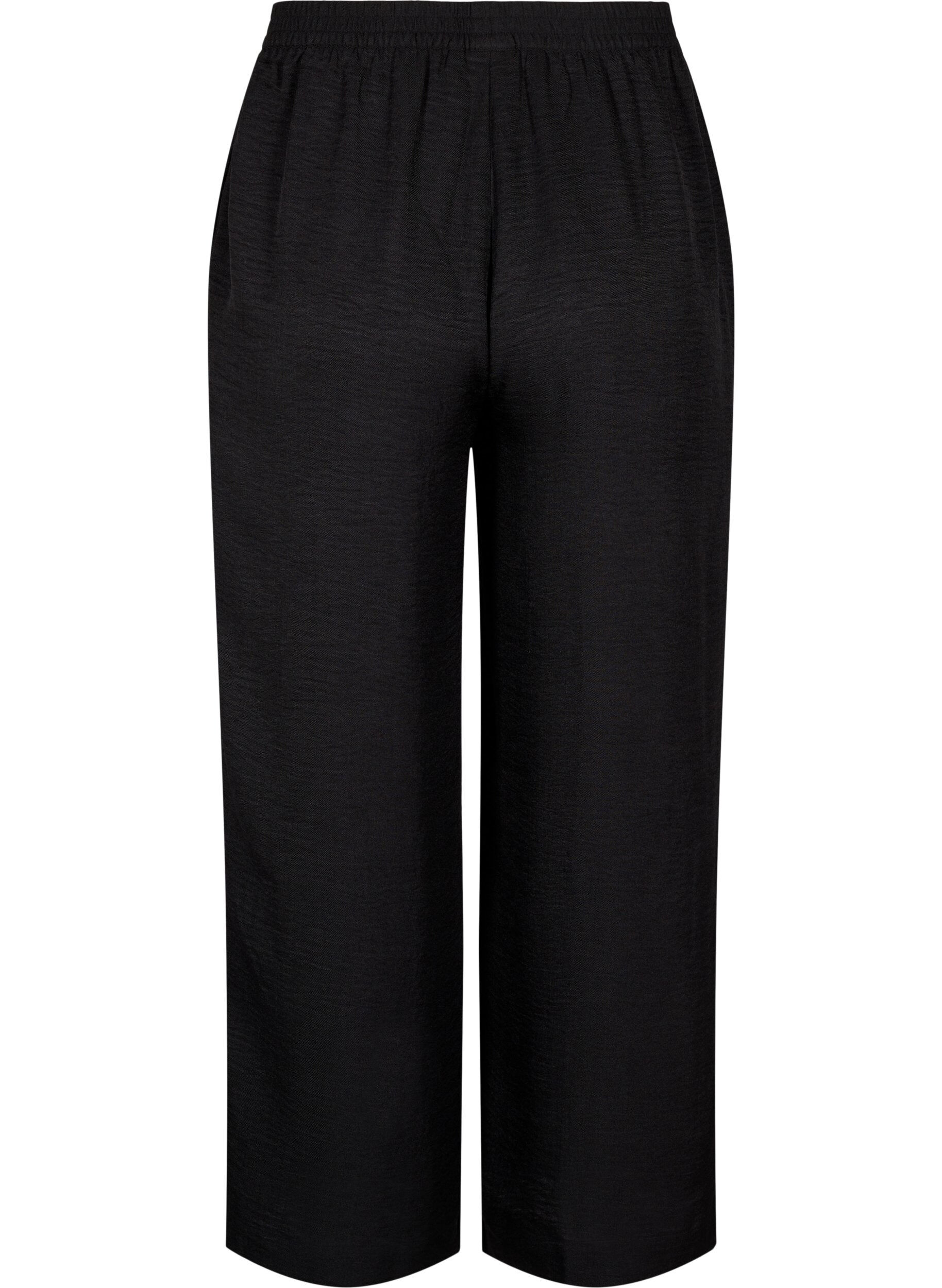 ZizziPantalon ample avec ceinture &eacute;lastique et poches, Noir, Packshot image number 1