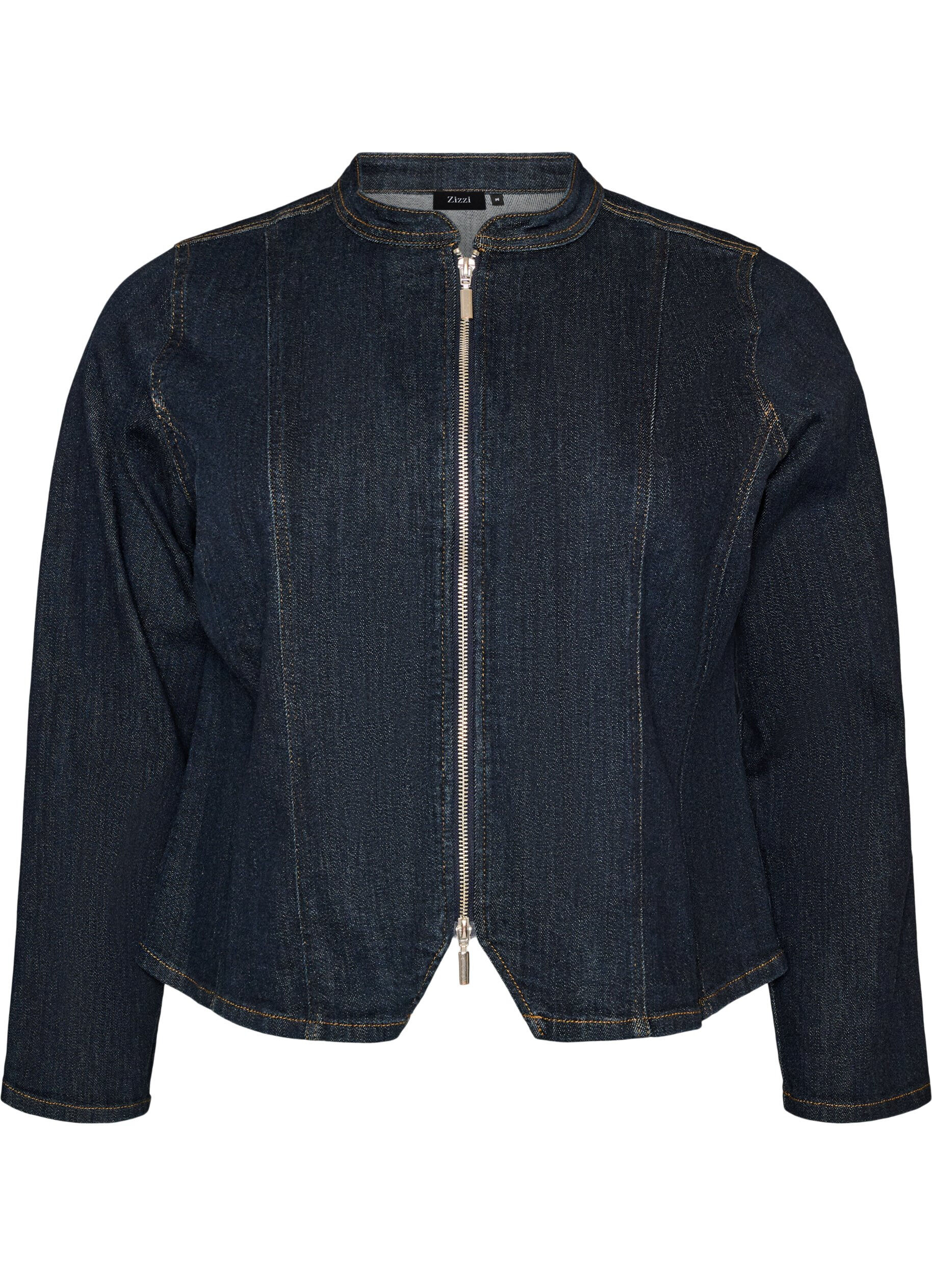 ZizziVeste en denim ajust&eacute;e avec fermeture zipp&eacute;e, Bleu, Packshot image number 0