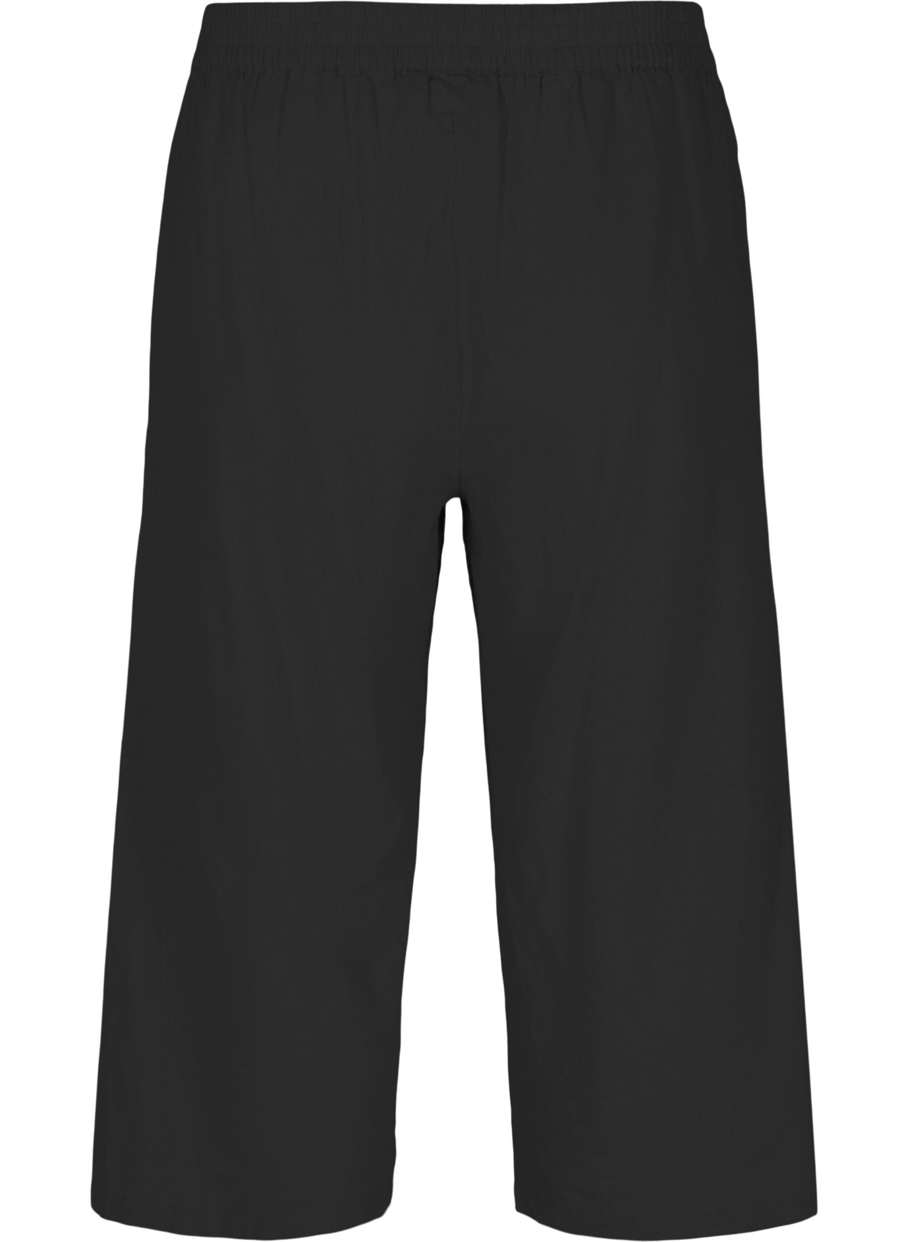 Zizzi Pantalon 7/8 en coton m&eacute;lang&eacute; avec du lin, Black, Packshot image number 1
