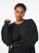 Robe courte en maille avec ourlet ondul&eacute; et fentes, Gris anthracite, Model image number 2