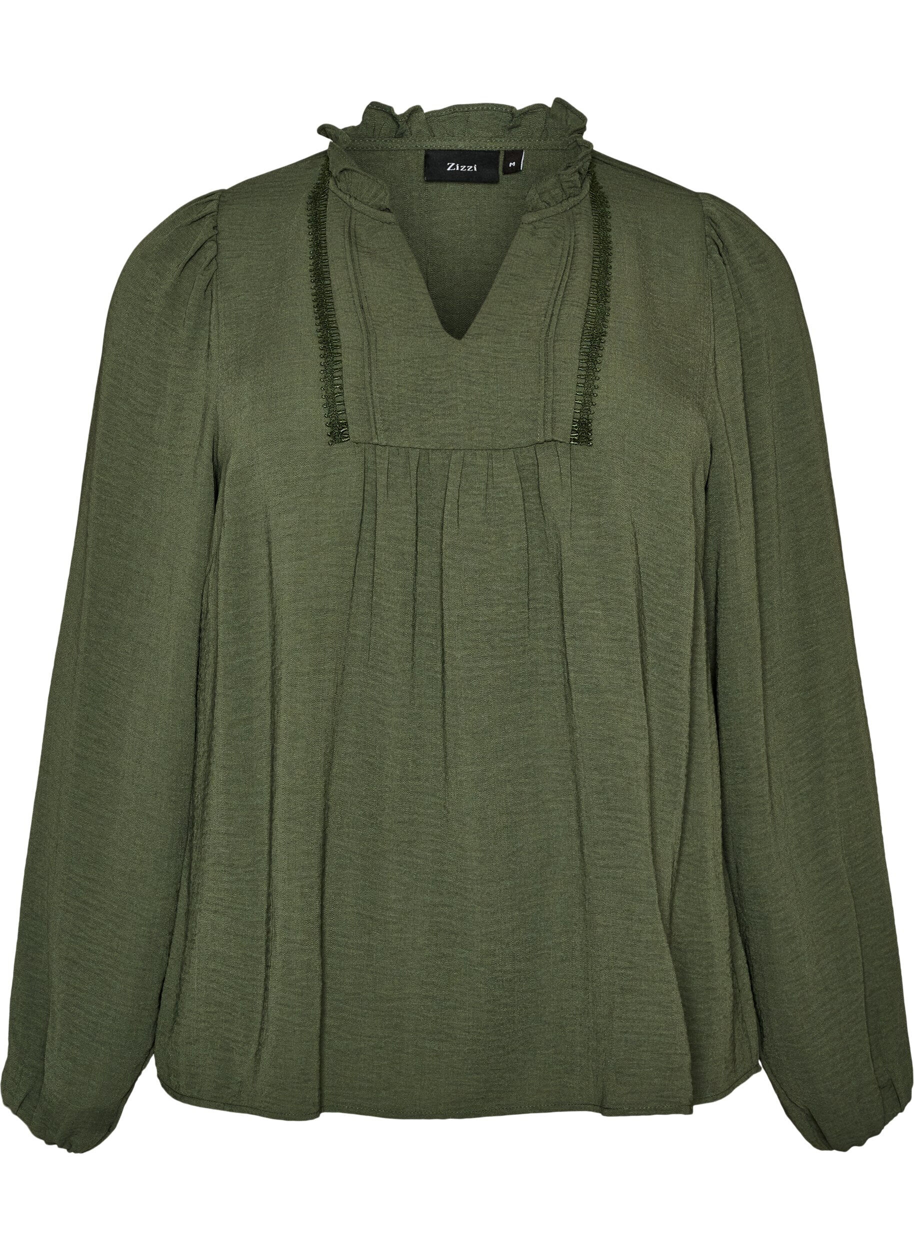 Blouse avec col en V et bande en crochet