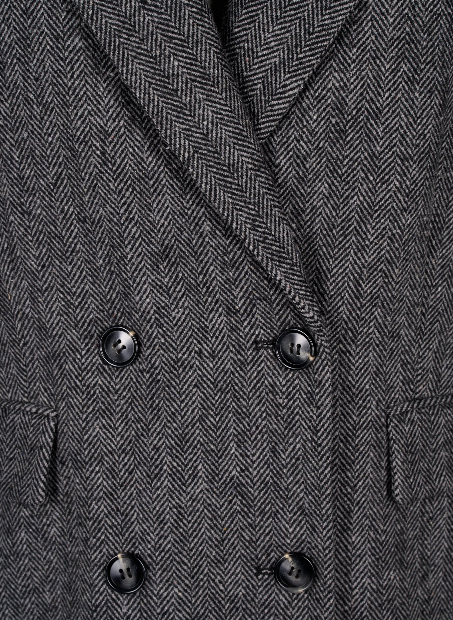 Zizzi Manteau long en laine &agrave; chevrons, Dark Grey Melange, Packshot image number 2
