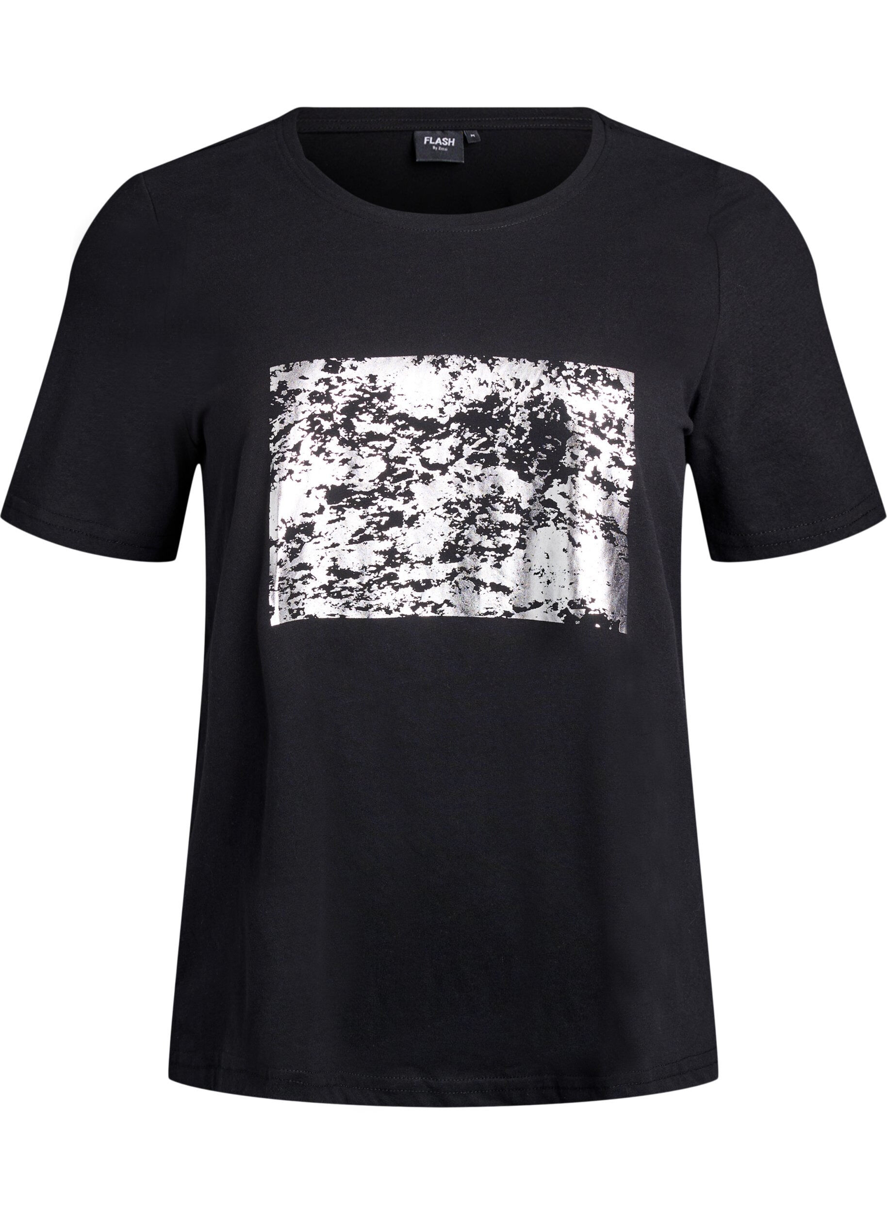 Zizzi FLASH - T-shirt imprim&eacute;, Noir, Packshot image number 0