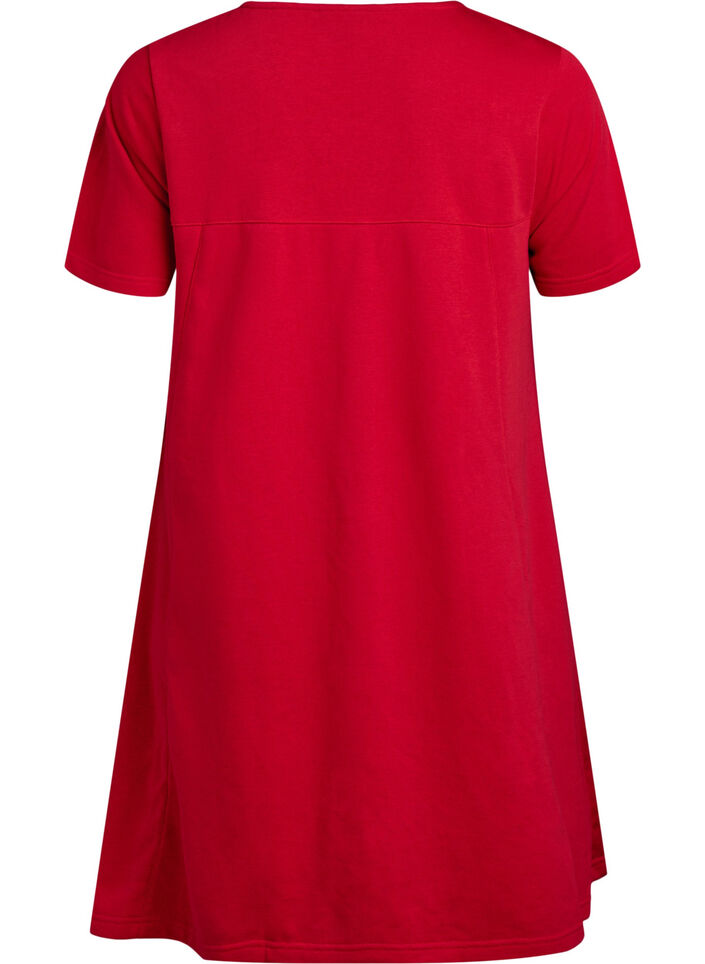 Robe en jersey à manches courtes et poches, Rouge, Packshot image number 1
