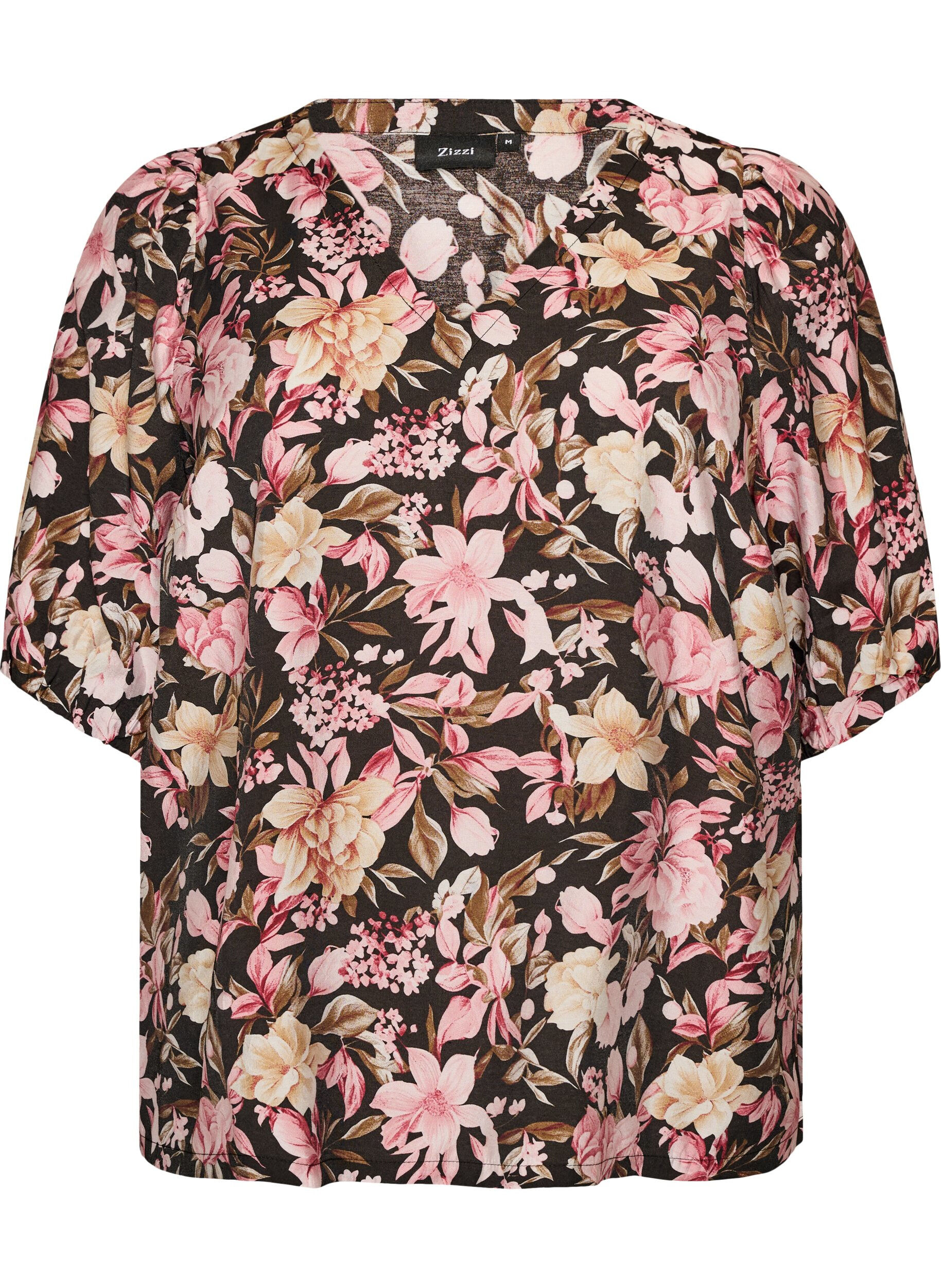 ZizziBlouse en viscose avec col en V, Rose, Packshot image number 0