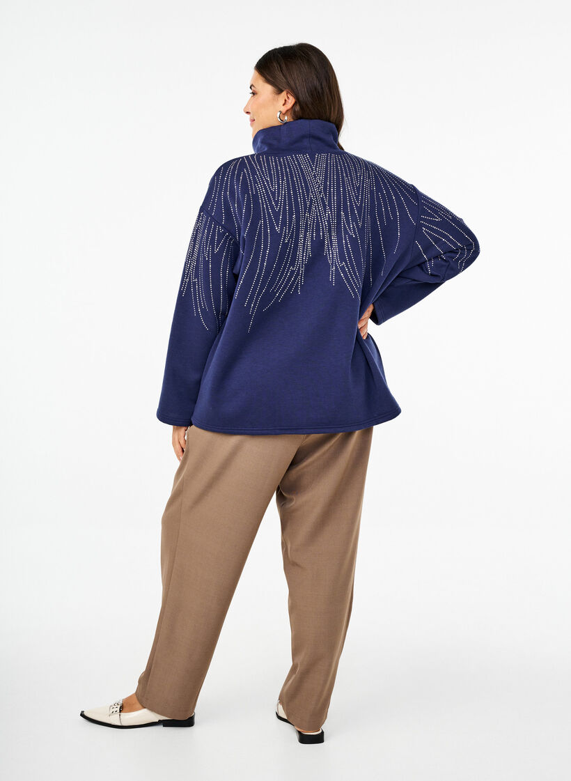 Pantalon taille haute à volants et ceinture à nouer, Walnut Melange, Model image number 1